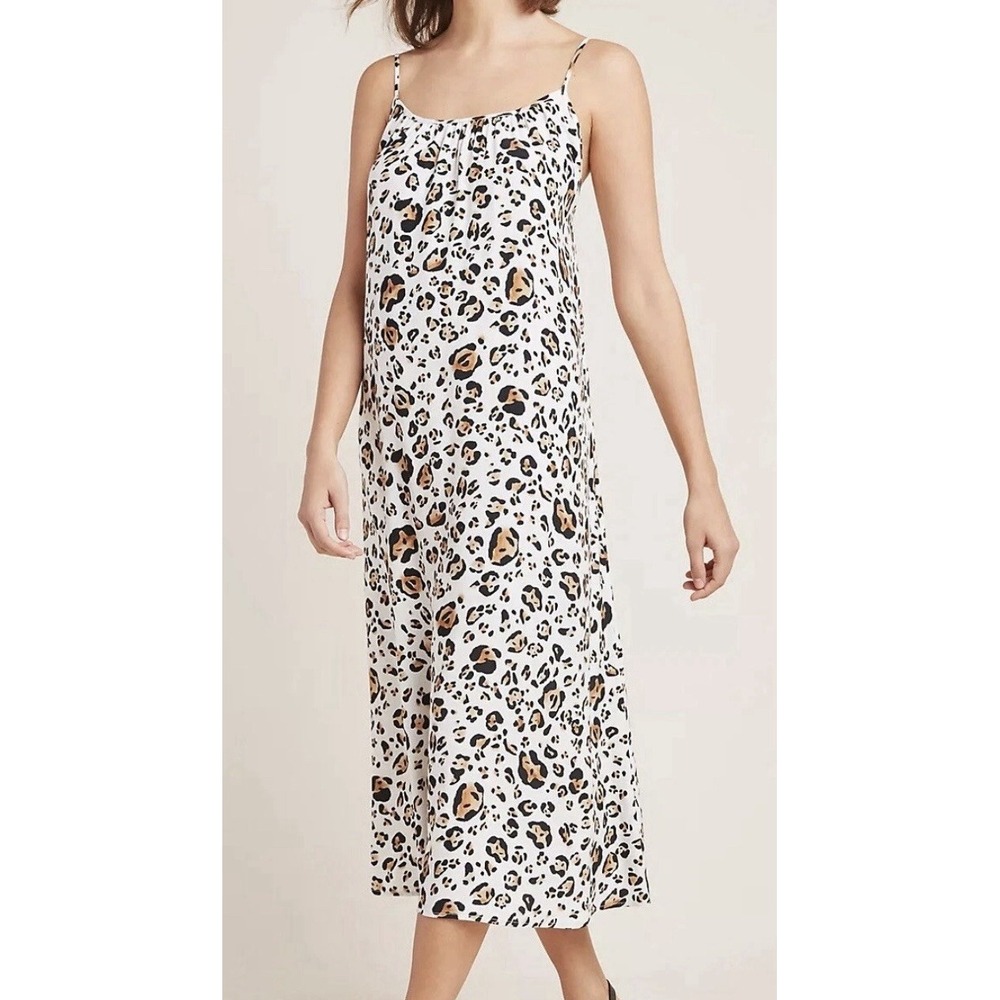 Corey Lynn Calter Anthropologie Arabella Leopard Belted Midi Tank Dress Size XS